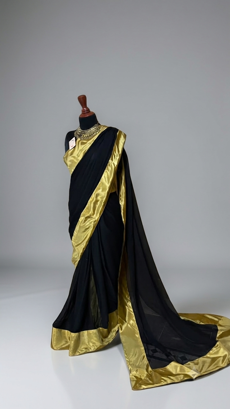 Golden Black Saree - Image 3