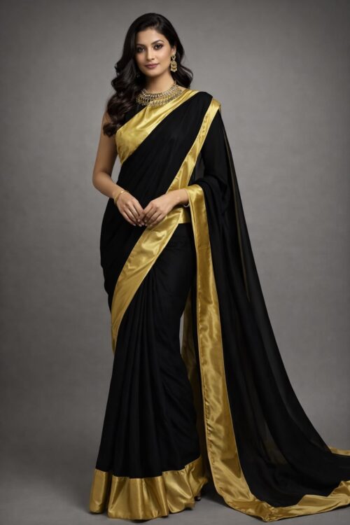 Golden Black Saree